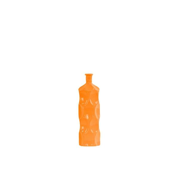 Urban Trends Collection Ceramic Round Bottle Vase With Dimpled Sides- Small - Orange 24414